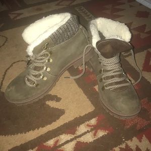 Army green ankle boots
